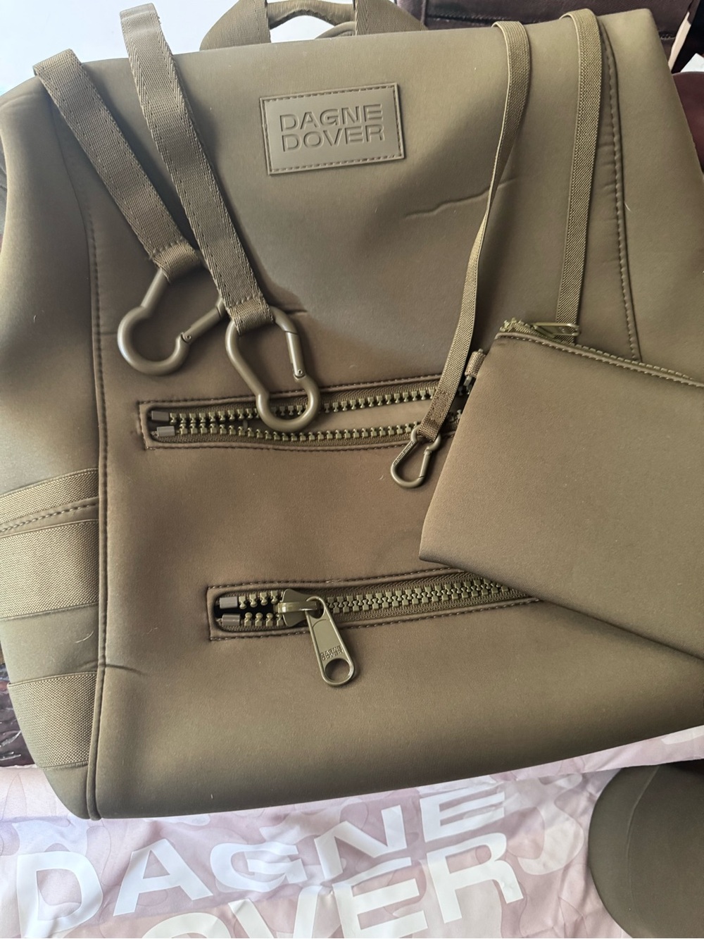 Dagne Dover Olive Green Square Nappy Backpack - Picture 2 of 4